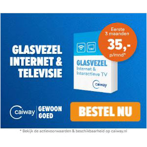 Caiway glasvezelaanbieding: korting, gratis monteur en gratis Plus-TV